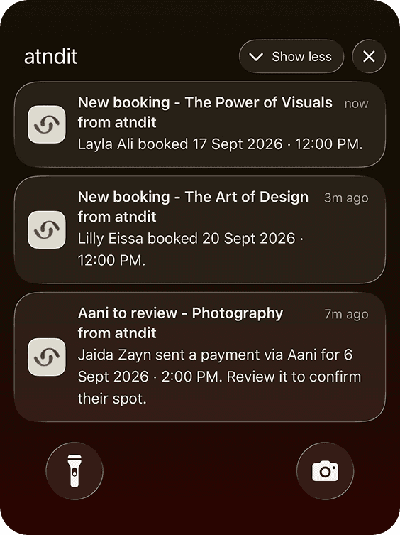 Receive bookings